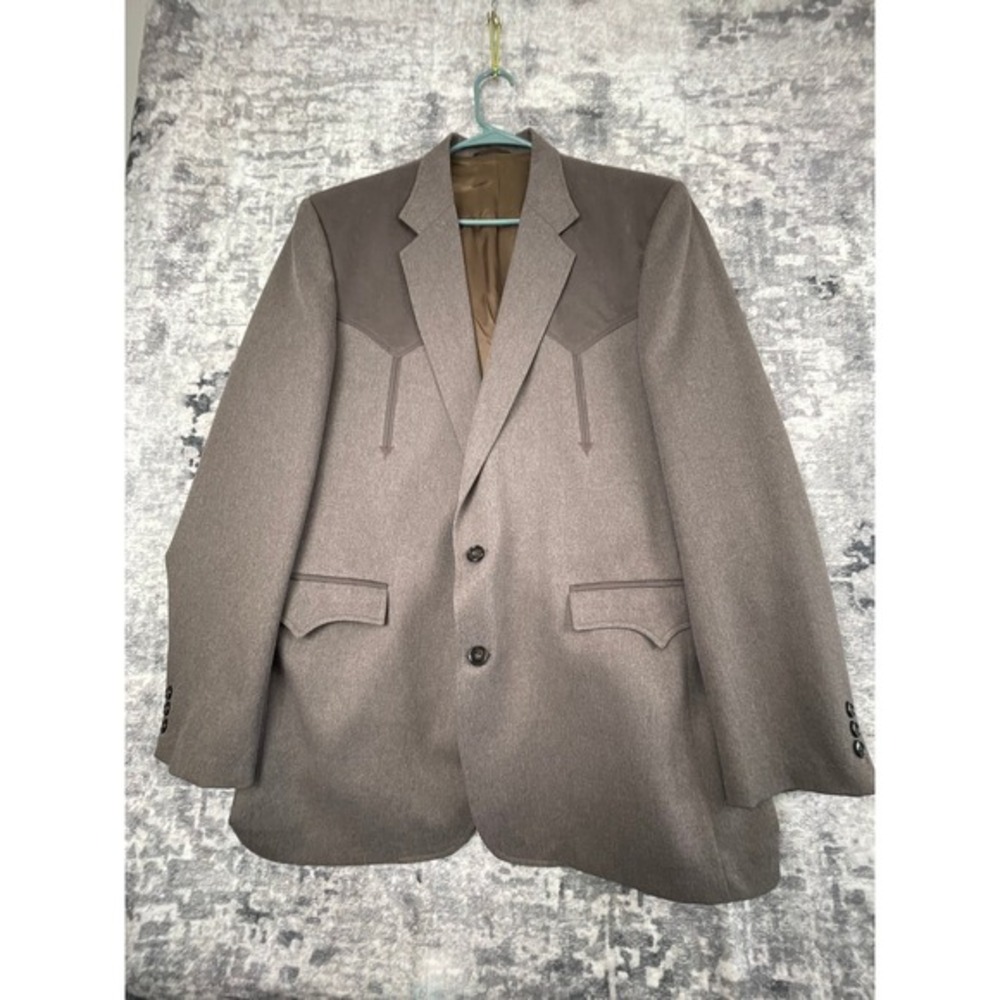 Circle S Boise Western SuitCoat Mens 44L Grayish Taupe Cowboy Blazer Jacket NWOT
